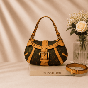 LV Leonor 原花荷葉金釦雙排斜背包精品包款1025