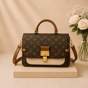 LV Vaugirard PM 原花拼米白牛皮金釦鎖頭後背包精品包款1429